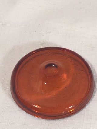 Antique Amber Globe Fruit Jar Lid Glass Patented May 25 1886
