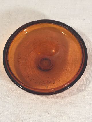 Antique Amber Globe Fruit Jar Lid Glass Patented May 25 1886 3