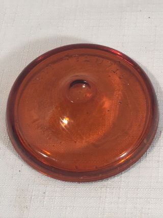 Antique Amber Globe Fruit Jar Lid Glass Patented May 25 1886 4