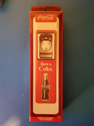 Coke Coca Cola Bottle Opener And Cap Catcher Wall Mount Stationary