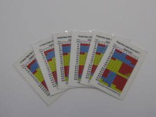 Set Of 6 Laminated Blackjack Basic Strategy Cards - 2 Sided