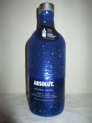 Absolut Vodka Blue Sequin Limited Edition 1 L Bottle Sleeve Flips To Silver