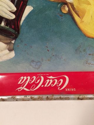 Vintage 1950 Coca Cola Tray Girl with Yellow Scarf Coke Tray French 6