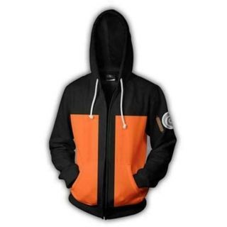 Naruto Uzumaki Shippuden Cosplay Costume Hoodie Zipper Jacket Coat Size M Medium