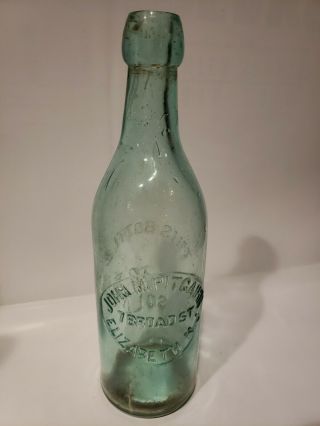 John M.  Pitcairn - Blue Aqua Blob Top Bottle - Elizabeth Nj - 7 Broad St