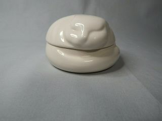 Tiffany & Co.  Sleeping White Cat Ceramic Round Lidded Trinket Box 3 " - 1977