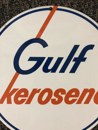Vintage Porcelain Gulf Kerosene Gas Pump Pate Sign Oil 7