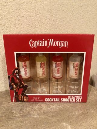 Captain Morgan Cocktail Shooter Set With 4 Shot Glasses Brand