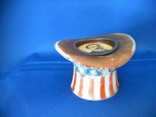 Antique Glass & Tin Toy Candy Container Bank Uncle Sam Hat Circa 1899 Taft Photo