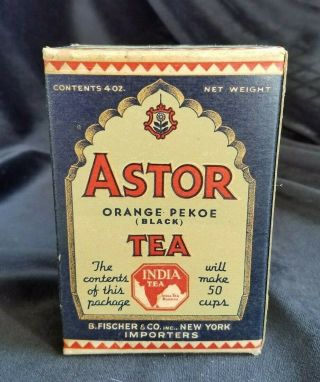 Old Advertising Box Astor Pekoe India Tea Fischer & Co York Old Stock