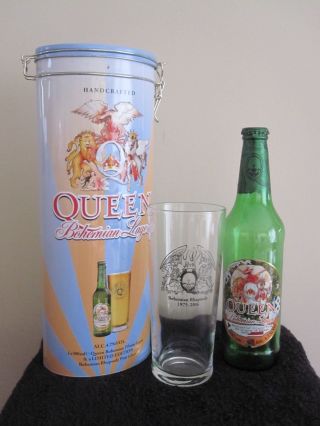 Queen : Bohemian Rhapsody Lager Gift Set,  Pint Glass,  Beer Bottle (empty)