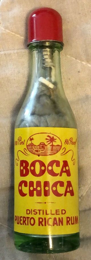 Vintage Boca Chica Advertising Bottle Lighter Distilled Puerto Rico Rum Old