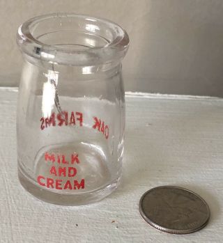 Miniature OAK FARMS Dairy Milk & Cream Bottle Advertising Salesman Sample 1 Oz X 2
