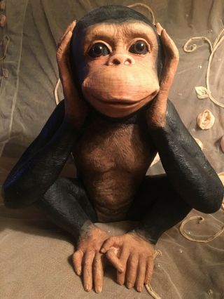 One Large Wise Monkey Hear No Evil Detailed Statue Figure Collek Thailand Decor