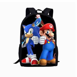 Mario Bros Sonic The Hedgehog School Bag Cartoon Backpack Rucksack 17 "