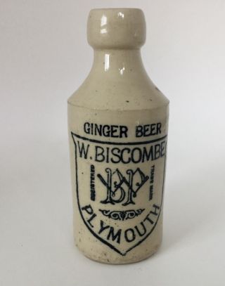 W.  Biscombe Plymouth Ginger Beer Stoneware Bottle