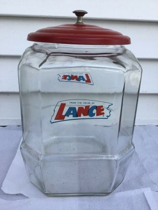 12 " Lance Vintage Glass Store Counter Display Jar With Lid