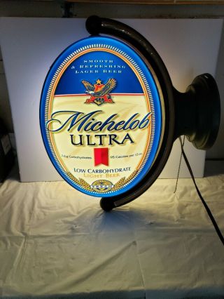 Michelob Ultra Beer Light Rotating Sign Large Revolving Illuinated Bar Pub