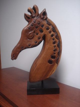 Hand Carved Wooden Giraffe Figurine Statue African Home Decor Sculpture Bust