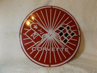Vintage Collectibles - - Corvette Porcelain Single Sided Sign - - 11 1/2 " Tall - -