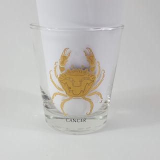 Cancer Zodiac Cocktail Rocks Glass Sign Of The Crab Gold Painted Drinkware 12oz