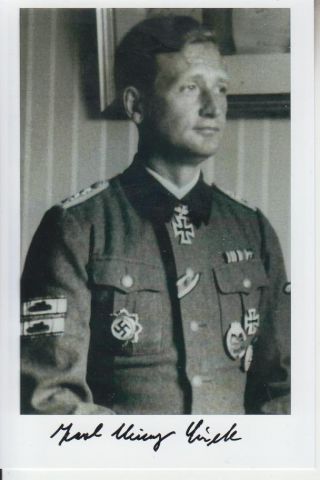 Karl Heinz Lichte - Wwii German Waffen - Ss Ritterkreuzträger Signed 10x15cm