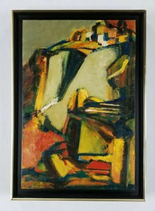 Mary Gehr (b.  1910) Chicago Vintage Mid Century Abstract Modernist Oil Painting 10
