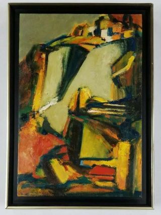 Mary Gehr (b.  1910) Chicago Vintage Mid Century Abstract Modernist Oil Painting 2