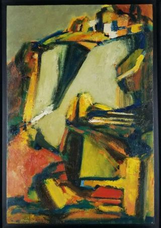 Mary Gehr (b.  1910) Chicago Vintage Mid Century Abstract Modernist Oil Painting 3
