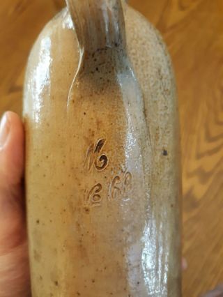 Two 1800 ' s Germany Ober Selters Nassua Salt Glaze Stoneware Bottles (68 & 26) 8