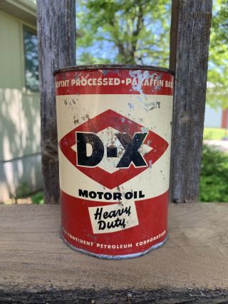 Vintage Dx Heavy Duty Motor Oil Can Mid - Continent Petroleum Corp