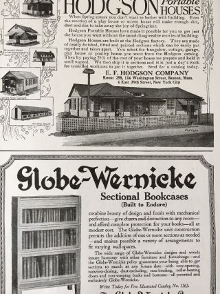 1918 Globe Wernicke Sectional Bookcase Hodgson Portable House Bungalow Ad