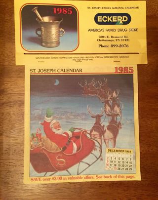 1985 Vintage Eckerd Drug Store St.  Joseph Aspirin Calendar Vintage Coupons