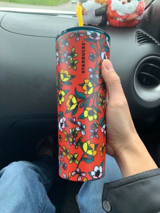 Starbucks Cold Cup Spring 2019 Red Rose Stainless Steel Tumbler 24 Oz Fshp
