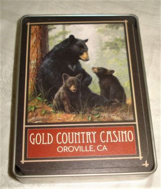 Gold Country Casino Oroville Ca Tin Box Poker Playing Cards Bear & Cubs