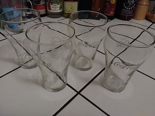 Vintage Set Of 4 Enjoy Coca Cola Classic 5 " Soda Fountain Bell Drinking Glasses