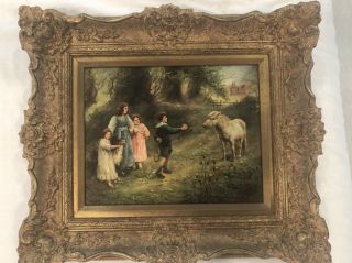 Fine Mid - 19th C.  English Oil Painting Of Agrarian Scene.  Artist Unknown.