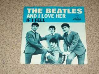 The Beatles And I Love Her / If I Fell 45 Capitol 5235 Picture Sleeve Ps