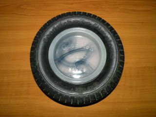 Vintage Goodrich Silvertown Tire Ashtray W/ Blue Swirl Akro Agate Glass