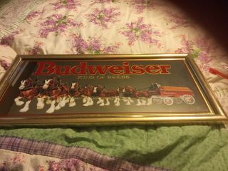 Budweiser Clydesdale Mirror Sign 1992 Bud 14x27”