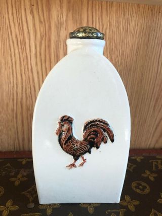 Vintage c.  1940s Ceramic Figural Iron Rooster Laundry Sprinkler Bottle w/ Top 2
