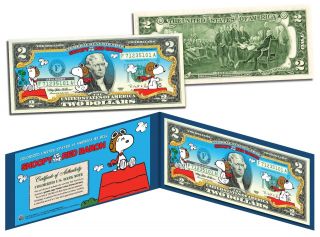 Peanuts Snoopy Vs.  Red Baron Legal Tender U.  S.  $2 Bill Officially Licensed
