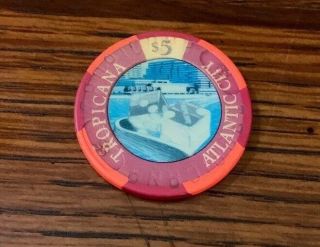 Vintage Tropicana $5 Casino Chip Atlantic City Nj
