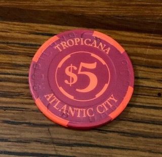 Vintage Tropicana $5 Casino Chip Atlantic City NJ 2