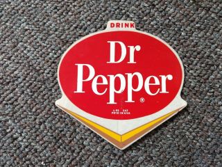 Rare 1960s Dr Pepper Die Cut Decal Sign.