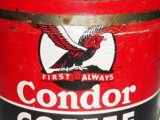 & RARE 1940 ' s CONDOR COFFEE TIN CAN CANADA SIGN MONTREAL QUEBEC BOUDRIAS 3