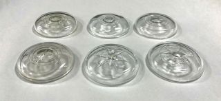 SET OF 6 VINTAGE CLEAR GLASS CANNING MASON JAR LID FOR WIRE BAIL STYLE JAR 2