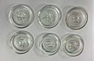 SET OF 6 VINTAGE CLEAR GLASS CANNING MASON JAR LID FOR WIRE BAIL STYLE JAR 3