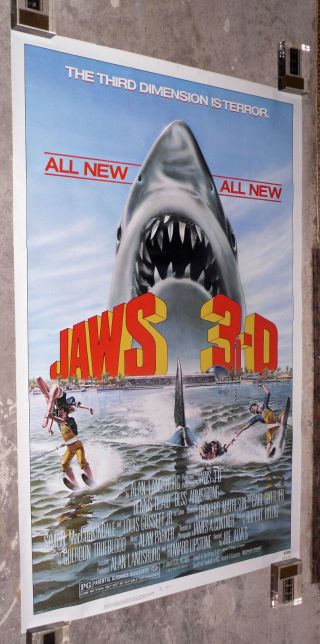 Jaws 3d 1983 Rolled Shark 27x41 One Sheet Movie Poster Dennis Quaid