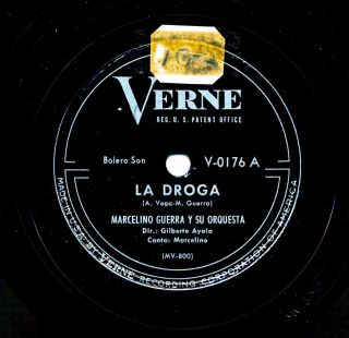 Marcelino Guerra Y Su Orquesta - La Droga / Dandy De Belen 78 Rpm Verne V - 0176